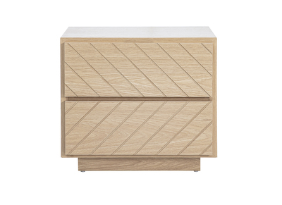Table de chevet avec rangements 2 tiroirs finition bois ch&ecirc;ne MATALA