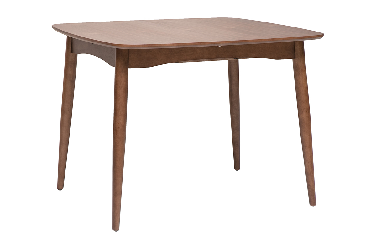Table � manger carr�e extensible en bois fonc� vue de 3/4