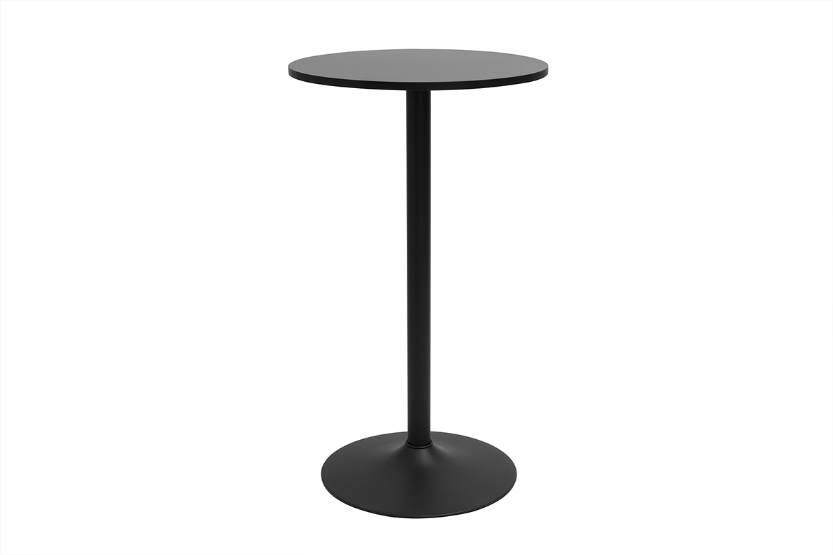 Table haute design ronde noire D60 cm CALISTA