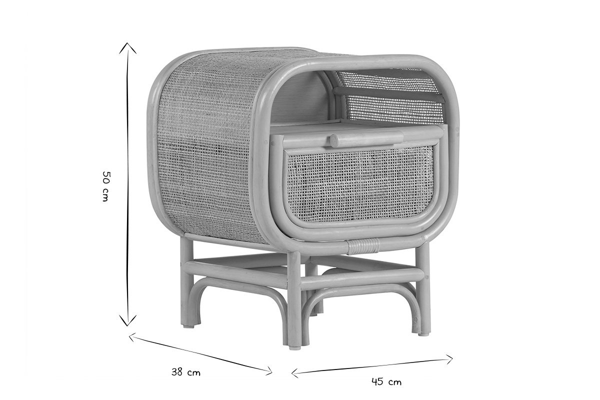 Tables de chevet avec tiroir en rotin (lot de 2) LUWAK