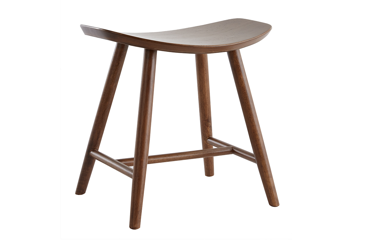 Tabouret bas bois fonc� H46.5 DEMORY