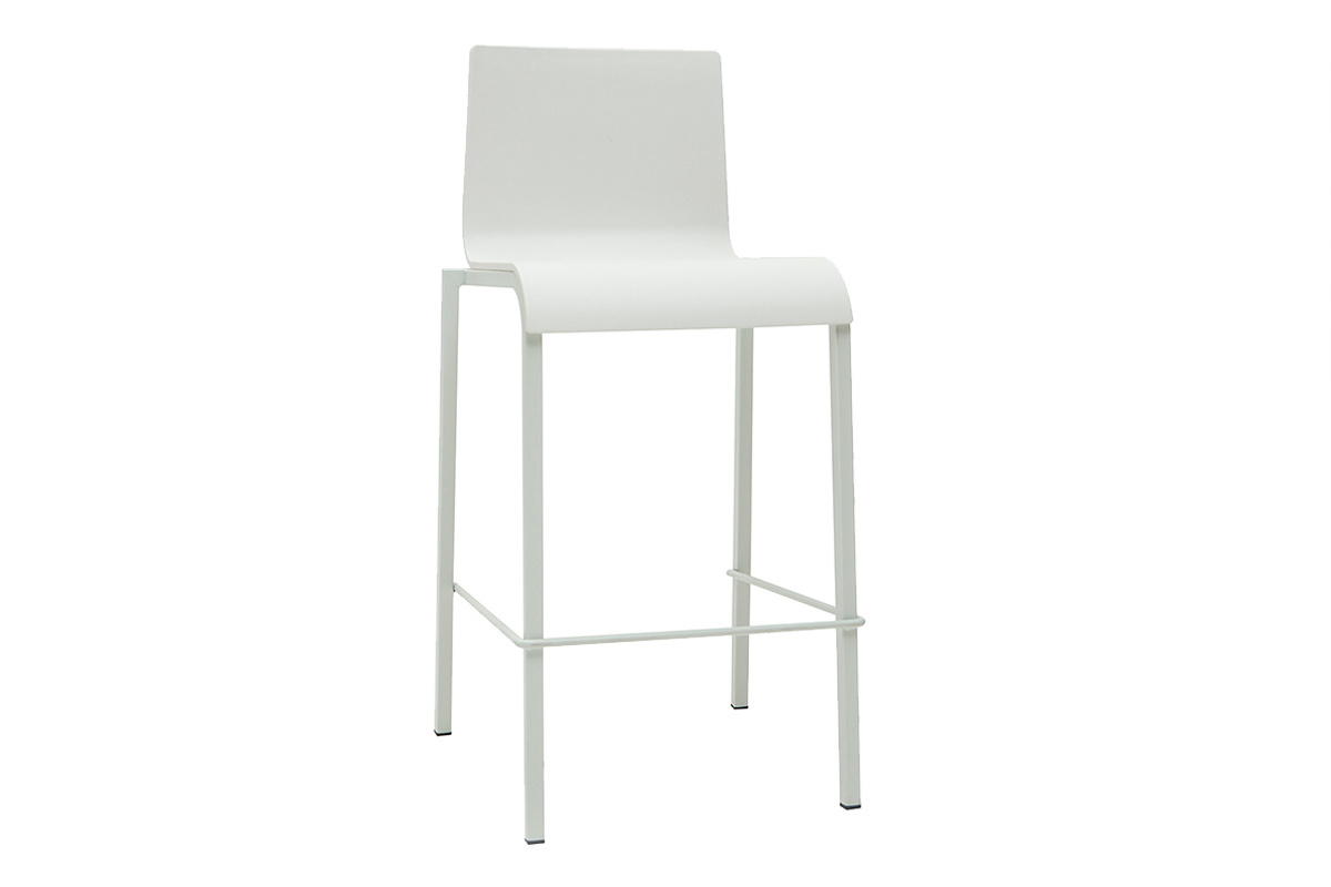 Tabourets de bar design empilables blancs H65 cm (lot de 2) KUPA