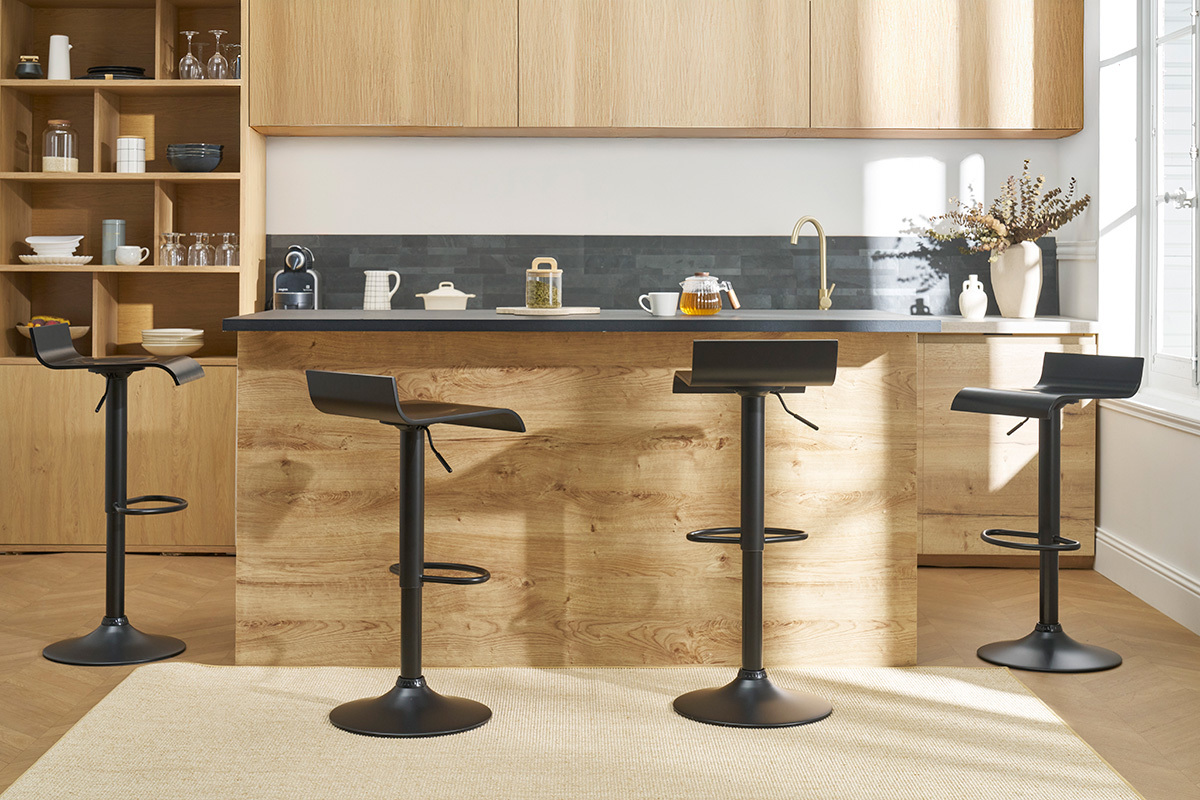 Tabourets de bar design noirs (lot de 2) SURF