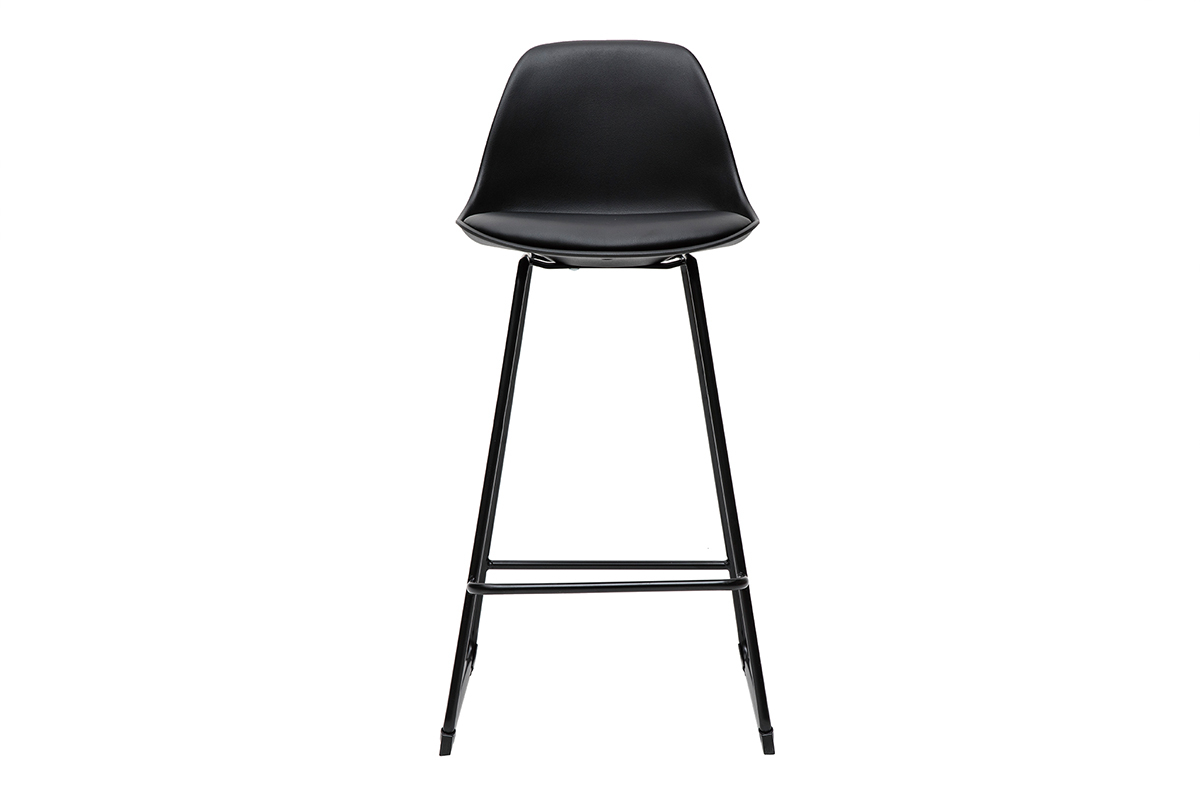 Tabourets de bar design noirs pieds m�tal H66 cm (lot de 2) FRANZ