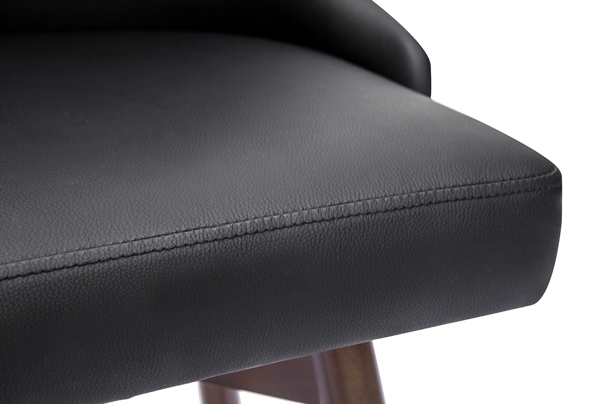 Tabourets de bar design pivotants 360� noir et noyer H65 (lot de 2) HASTA