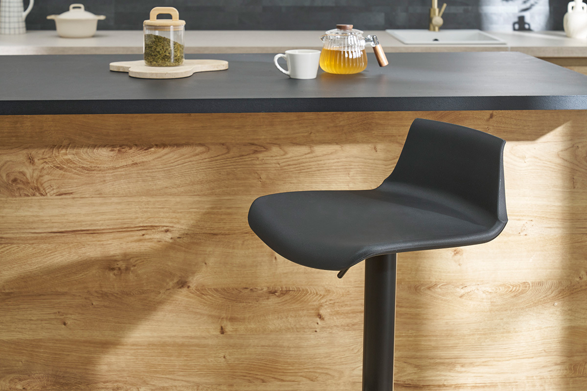 Tabourets de bar design r�glables noirs 360� (lot de 2) KRONOS