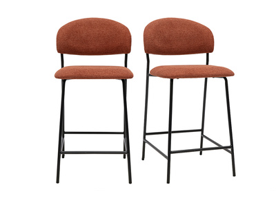 Tabourets de bar en tissu effet velours textur&eacute; terre br&ucirc;l&eacute;e H64 cm (lot de 2) BENTA