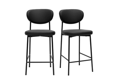Tabourets de bar fixes noirs H65 cm (lot de 2) BREKA
