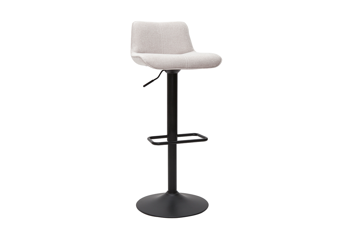 Tabourets de bar r�glables pivotants 360� en tissu effet velours textur� beige et m�tal noir (lot de 2) BOOST