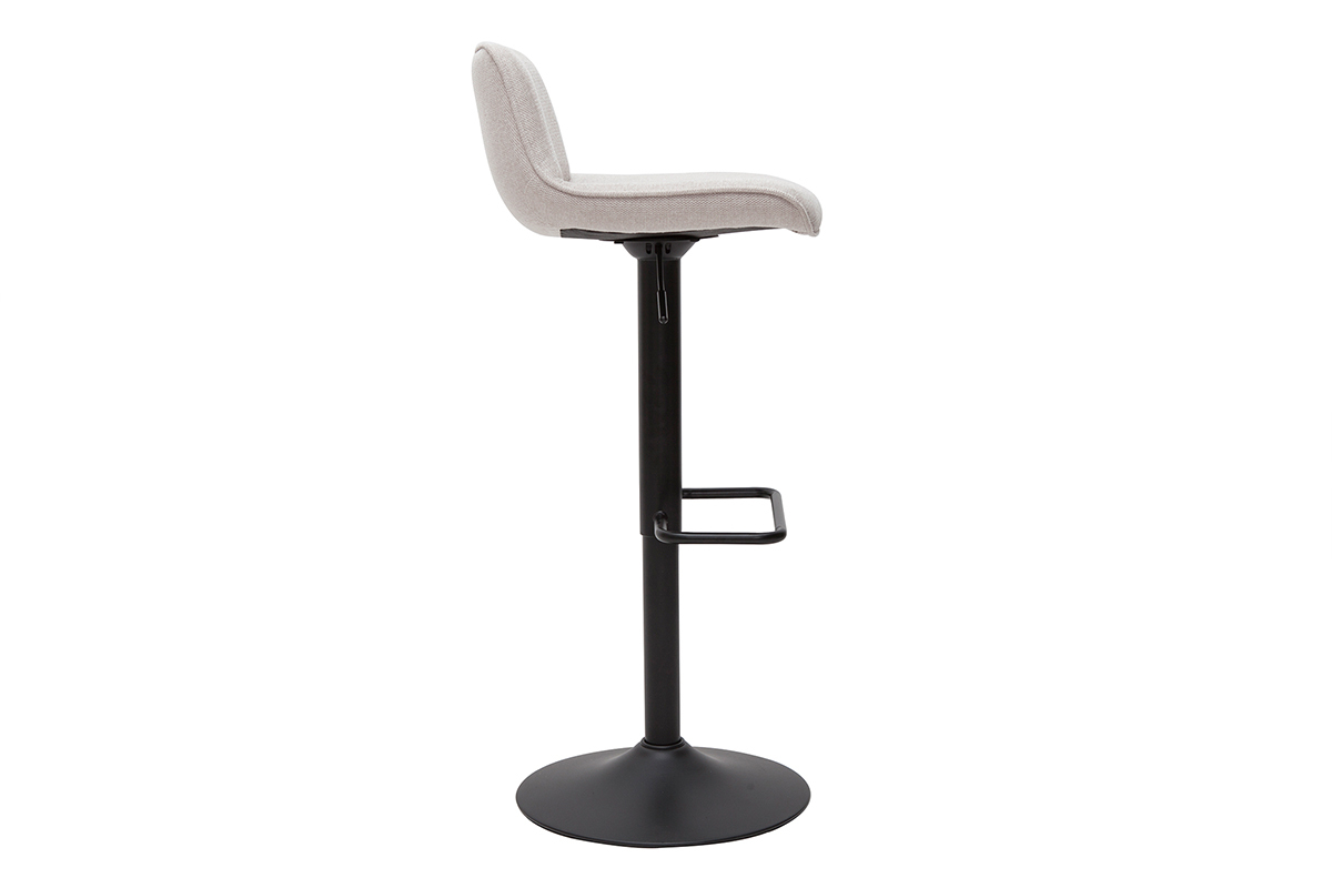Tabourets de bar r�glables pivotants 360� en tissu effet velours textur� beige et m�tal noir (lot de 2) BOOST