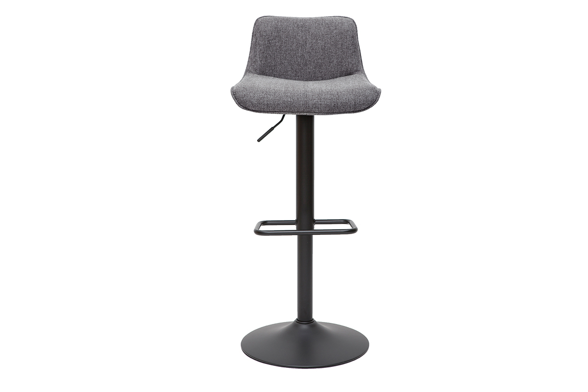 Tabourets de bar r�glables pivotants 360� en tissu effet velours textur� gris et m�tal (lot de 2) BOOST