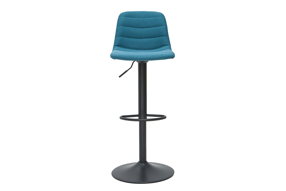 Tabourets de bar r�glables pivotants 360� en tissu et m�tal bleu canard (lot de 2) SAURY