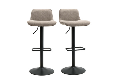 Tabourets de bar r&eacute;glables pivotants 360&deg; en tissu taupe et m&eacute;tal noir (lot de 2) BOOST