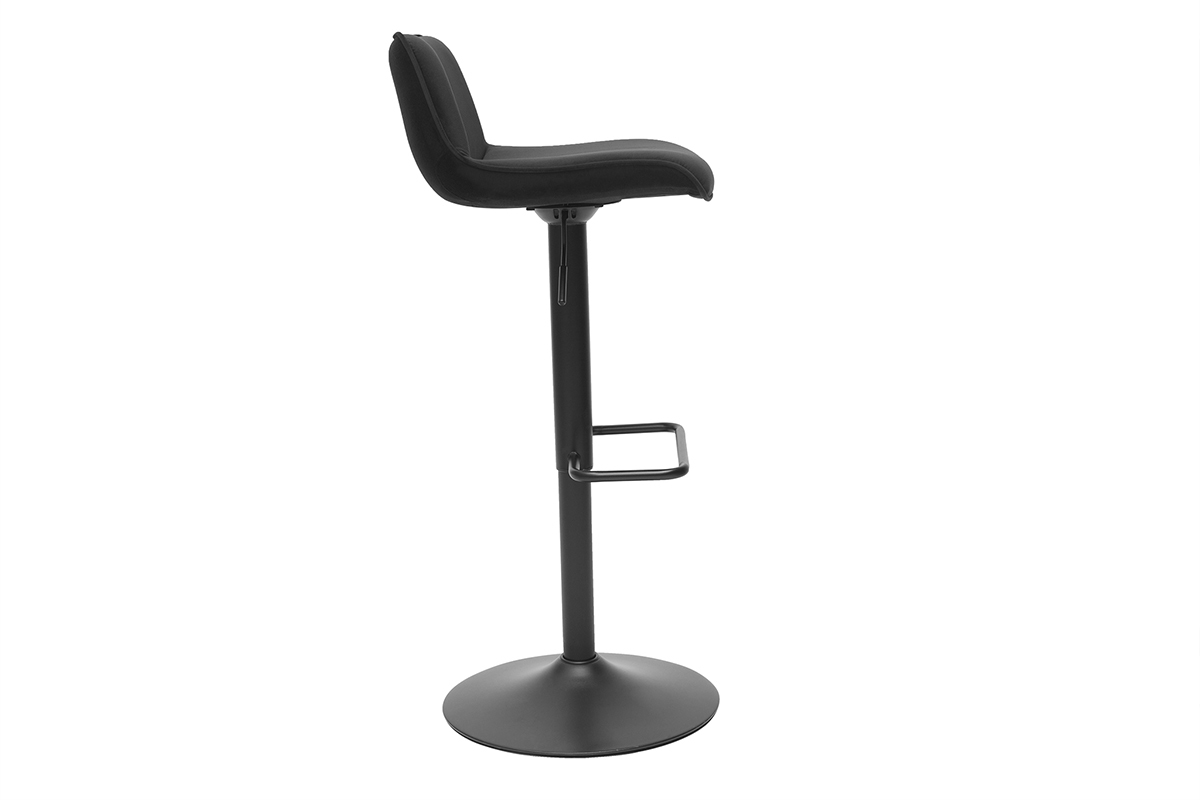 Tabourets de bar r�glables pivotants 360� noirs en tissu velours et m�tal (lot de 2) BOOST