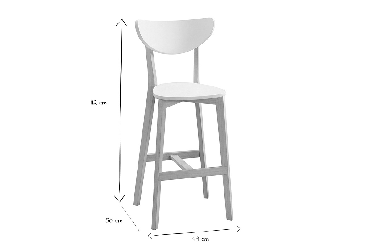 Tabourets de bar scandinaves blanc et bois 75 cm (lot de 2) LEENA