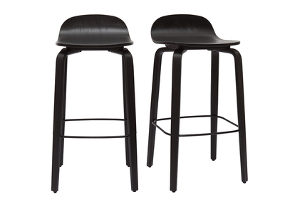 Tabourets de bar vintage bois noir H68 cm (lot de 2) OBRA