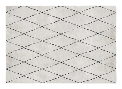 Tapis rectangulaire &agrave; motifs losanges noirs 200 x 300 cm SILAN