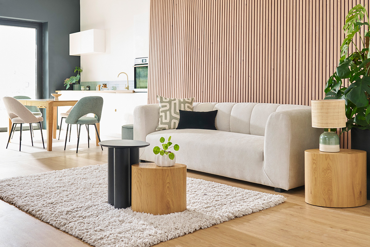 Tapis recycl� � poils longs coloris ivoire 160 x 230 cm AIMEE