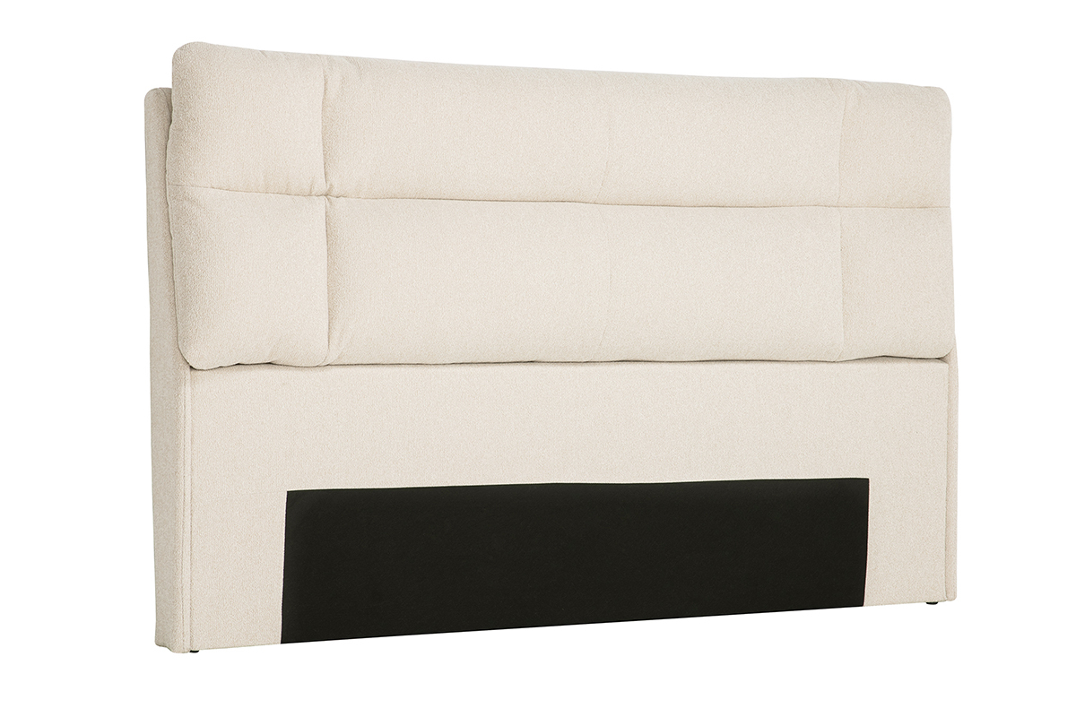 T�te de lit en tissu textur� beige HONO 160 cm